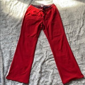 Red XS petite scrub pants